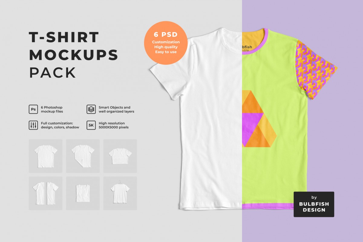 Customizable T-Shirt Mockups Pack example image 1