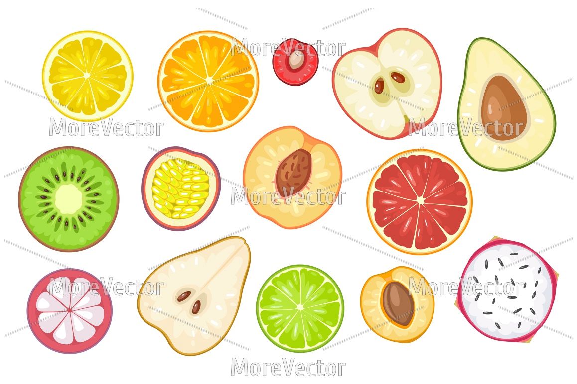 Set slice fruits. example image 1