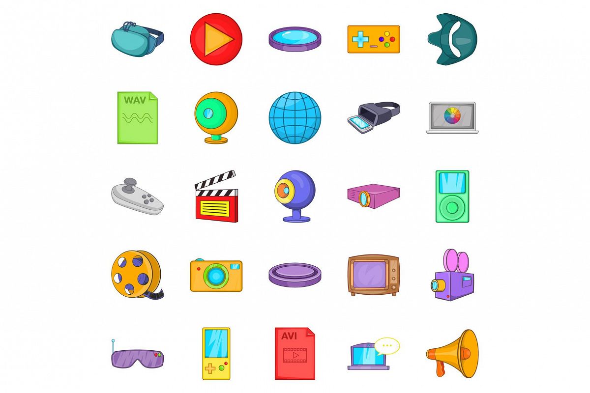 Film icons set, cartoon style example image 1