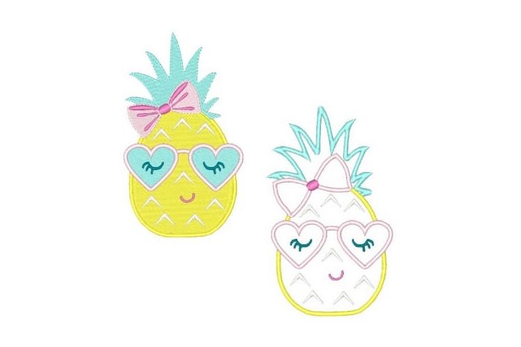 Pineapple Machine Embroidery Design Set of 2 example image 1
