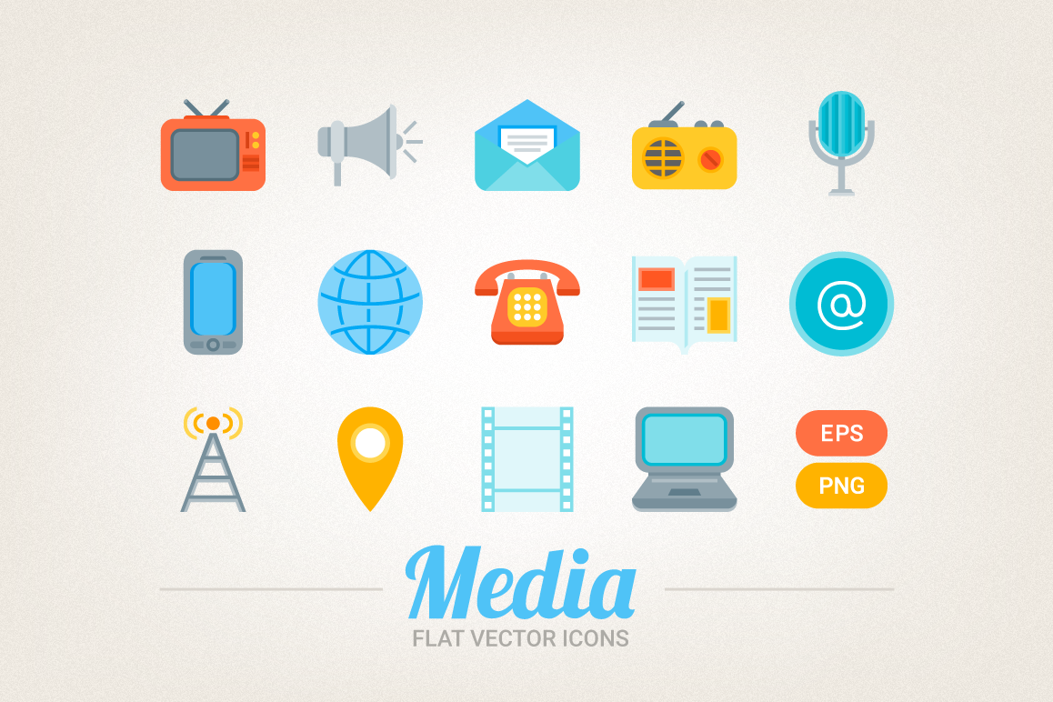Flat Media Icons example image 1