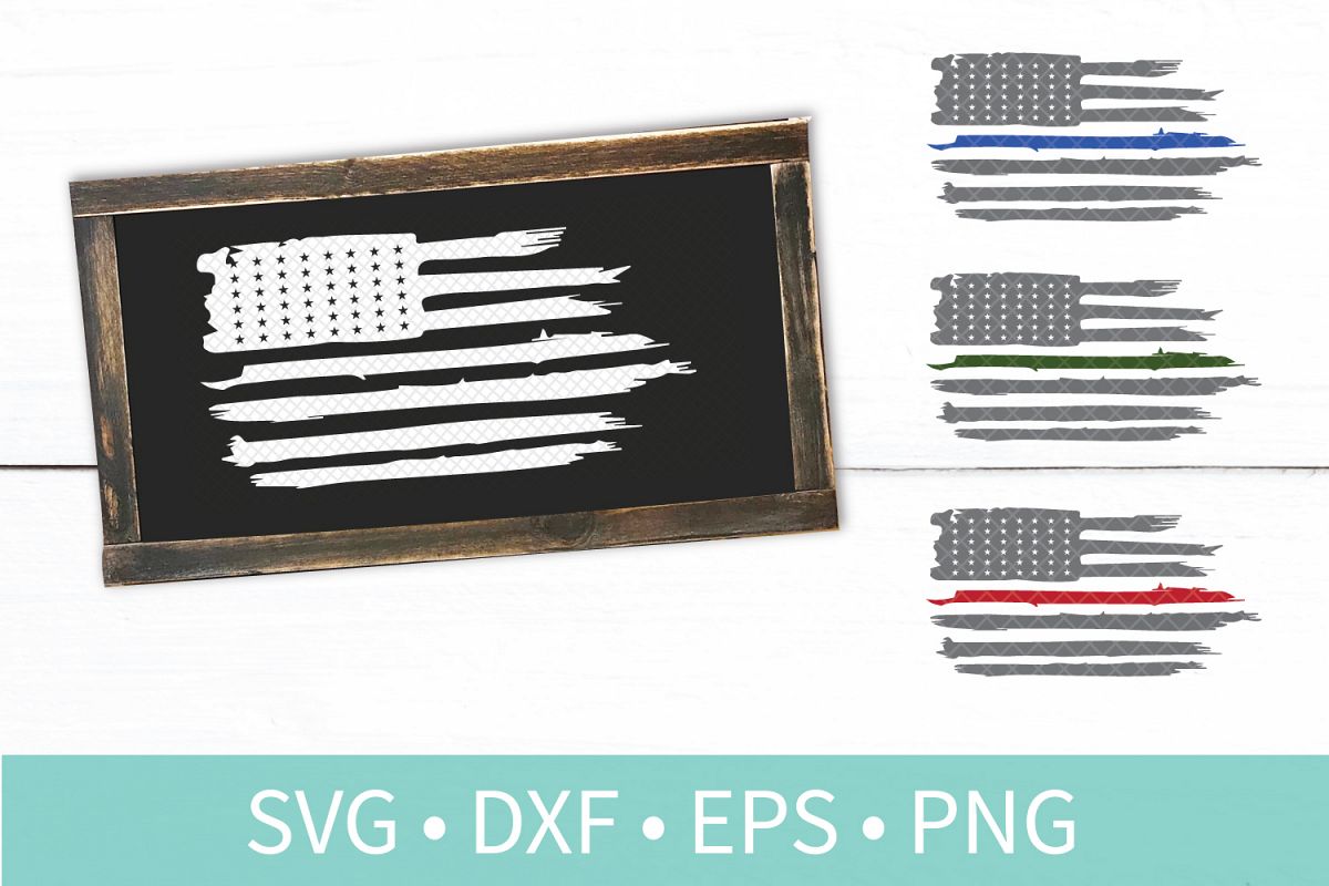 American Flag Distressed SVG DXF EPS PNG Clipart Vector File