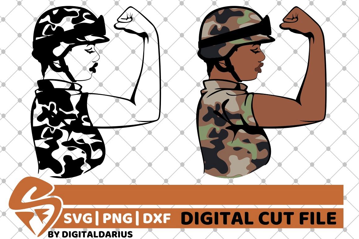 Download Strong Woman svg, Army, Woodland Camo, Girl Power, Military