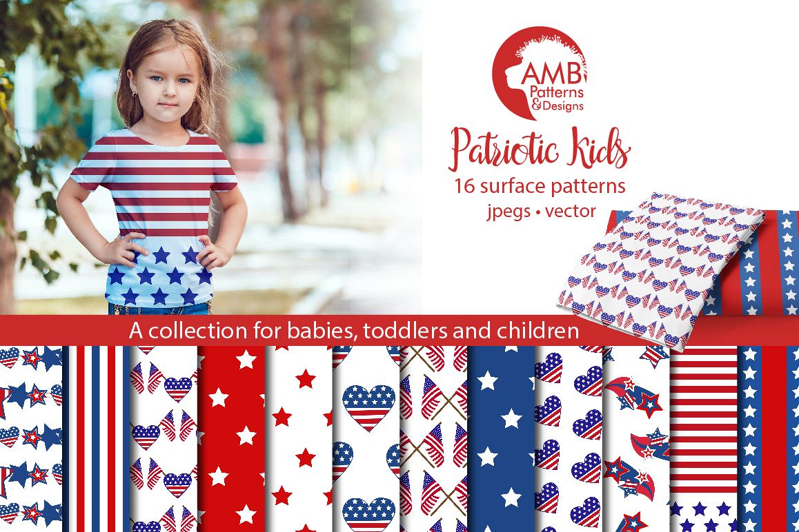 Patriotic, Fourth of July patterns, paper AMB-1357 example image 1