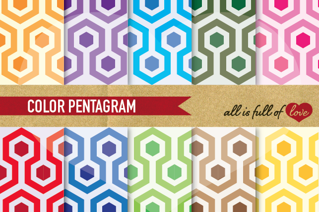 Hexagon Digital Paper 50's Background Patterns example image 1