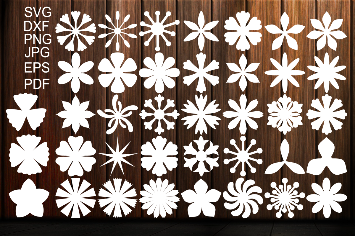 Paper Flower Templates SVG, Flower Center SVG, Origami