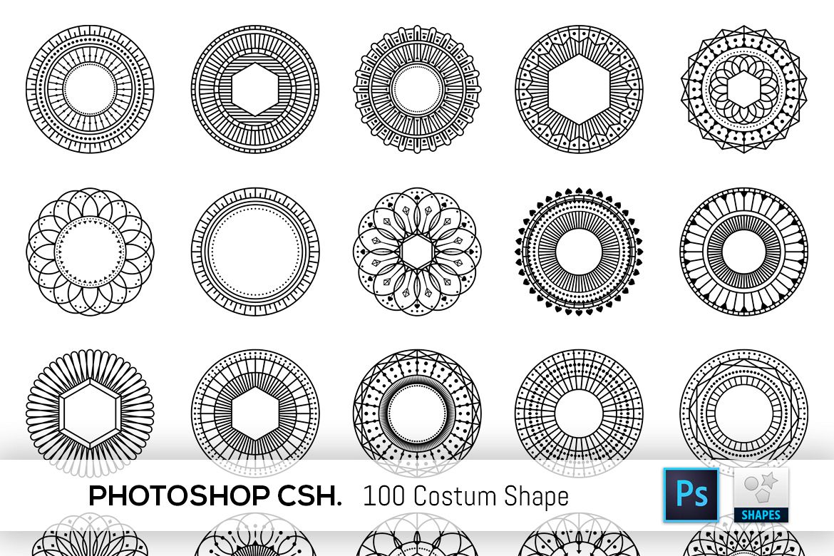 100 Geometric Costum Shapes - CSH example image 1