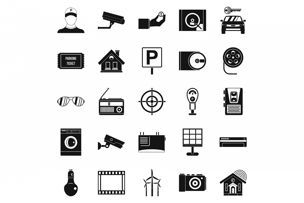 Surveillance cameras icons set, simple style example image 1