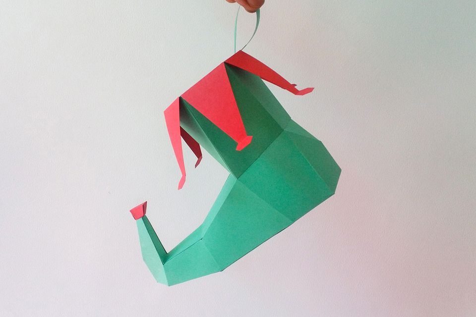 DIY Elf Shoe - 3d papercraft example image 1