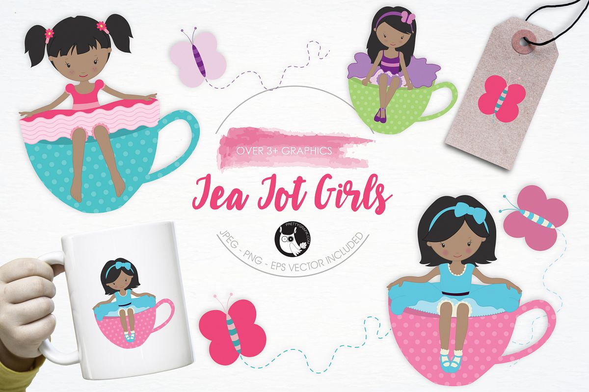 Tea Tot Girls graphics and illustrations example image 1