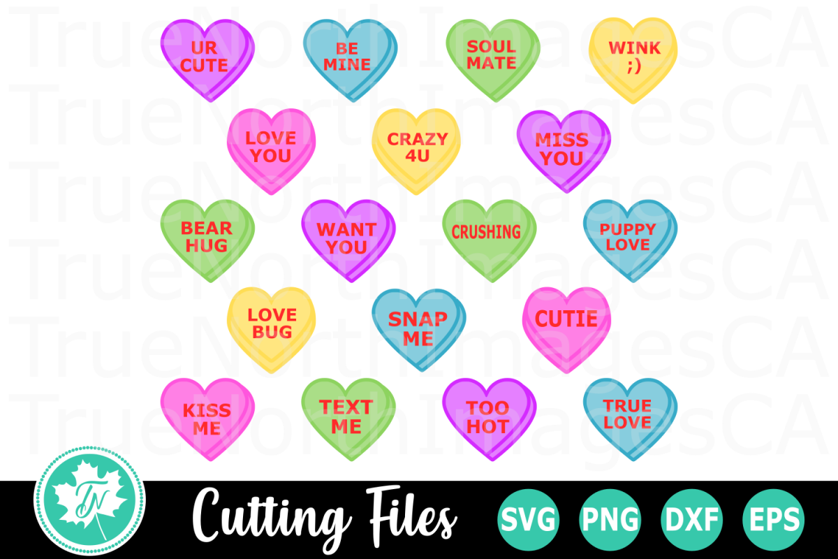 Download Conversation Hearts - A Valentine SVG Cut File (194531 ...