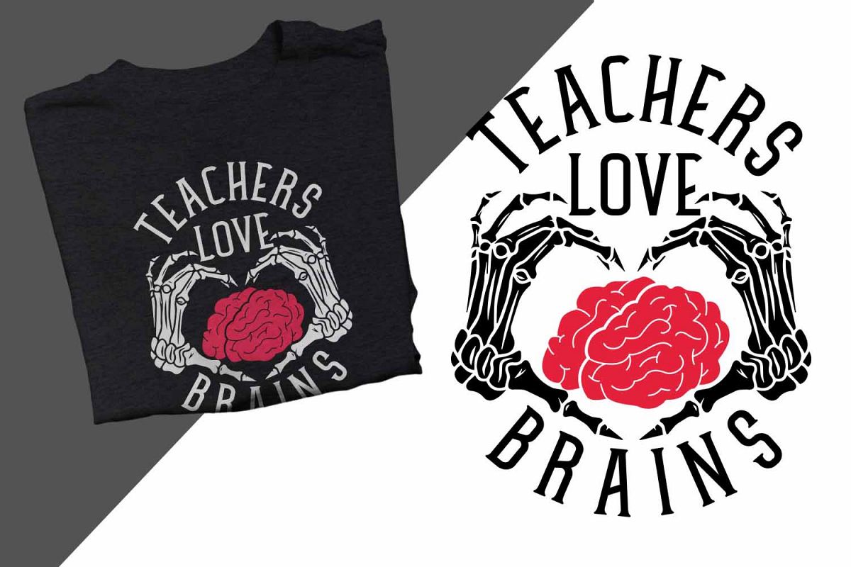 Teachers love brains Halloween Printable example image 1