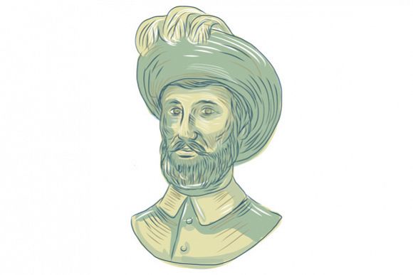 Juan Sebastian Elcano Bust Drawing example image 1
