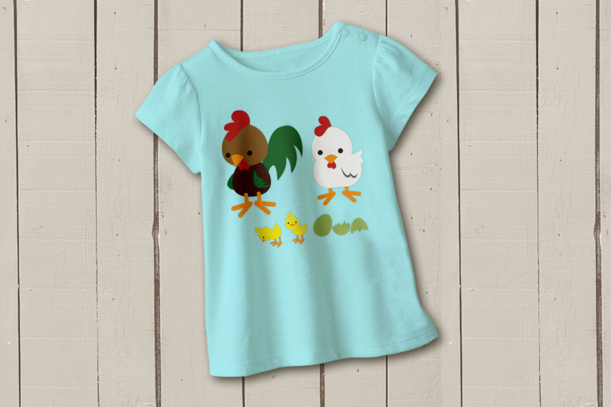 Rooster Chicken and Chick SVG Design example image 1