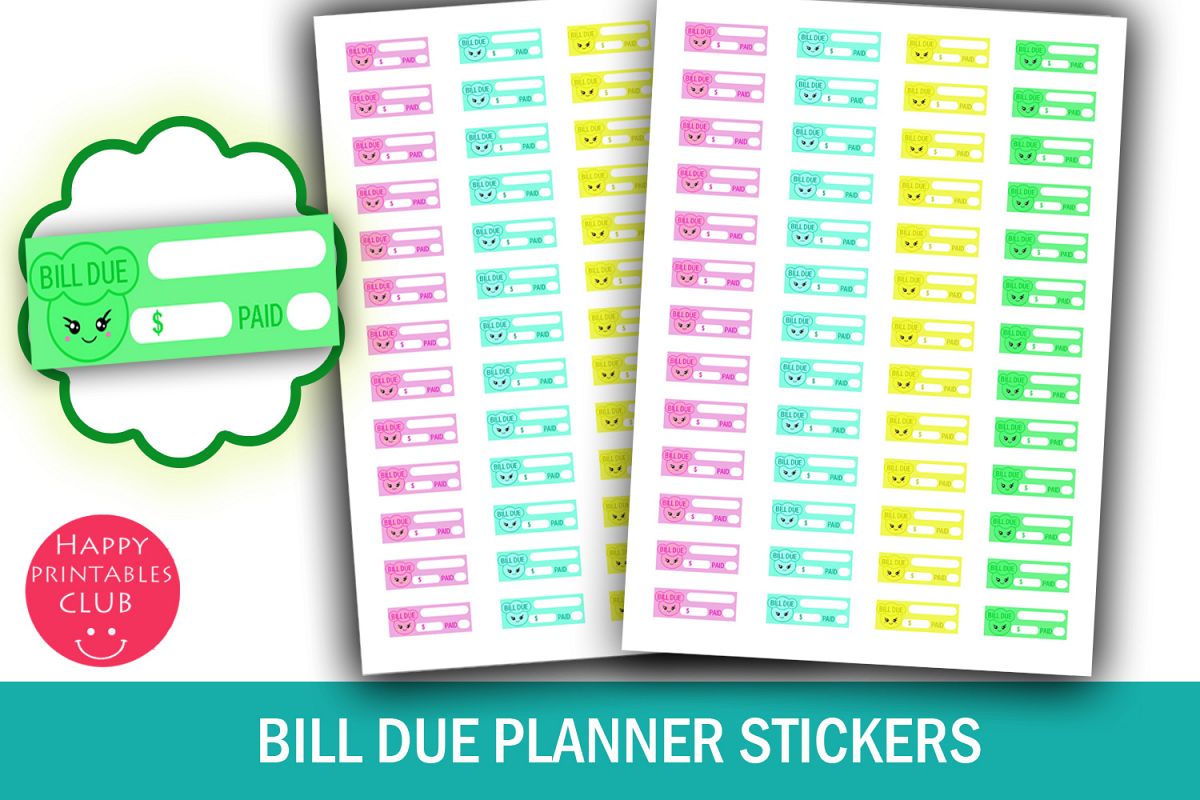 Bill Due Planner Stickers- Bill Due Reminder Stickers example image 1