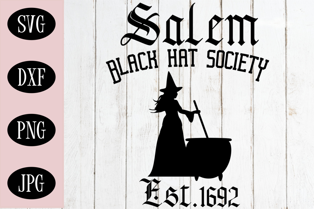 Witch SVG, Black Hat Society, Halloween Digital Cut File example image 1