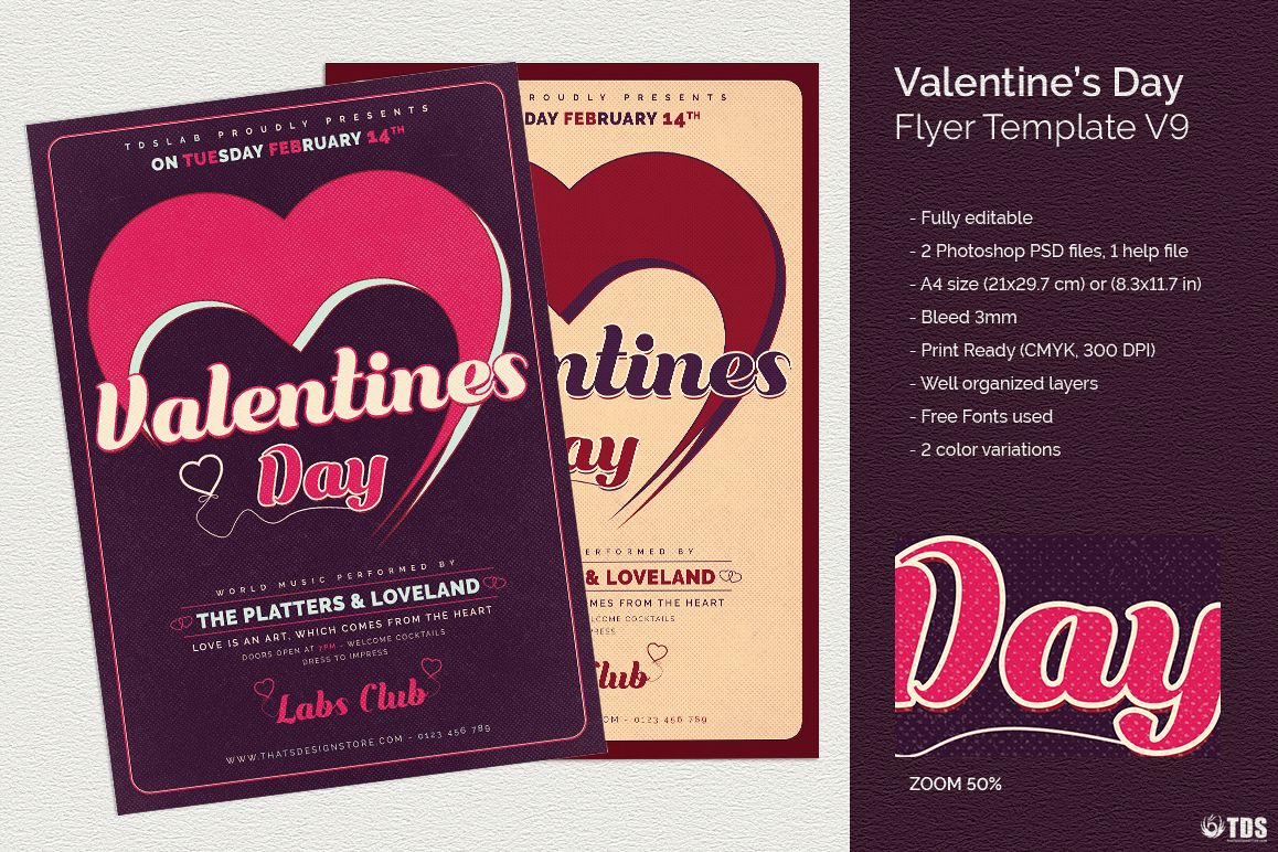 Valentines Day Flyer Template V9 example image 1