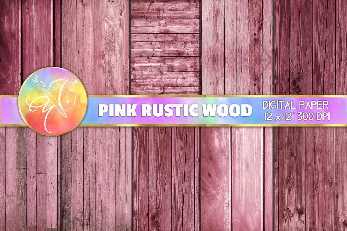 Pink Rustic Wood Digital Paper, Digital Background example image 1