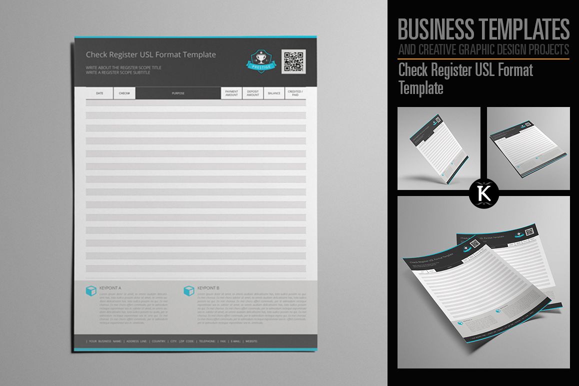Check Register USL Format Template example image 1