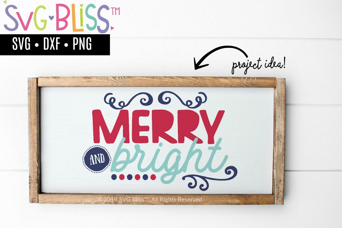 Merry and Bright Christmas SVG Cut File example image 1