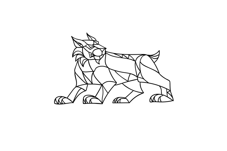Lynx Prowling Black and White Mosaic example image 1
