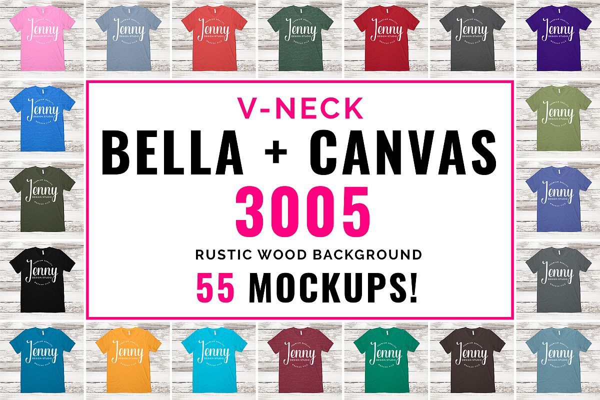 Bella Canvas 3005 Mockup Bundle, V-Neck Tshirt Bundle example image 1