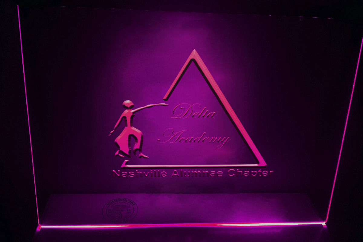 2d and 3d Logo mock ups on glass with neon glow example image 1