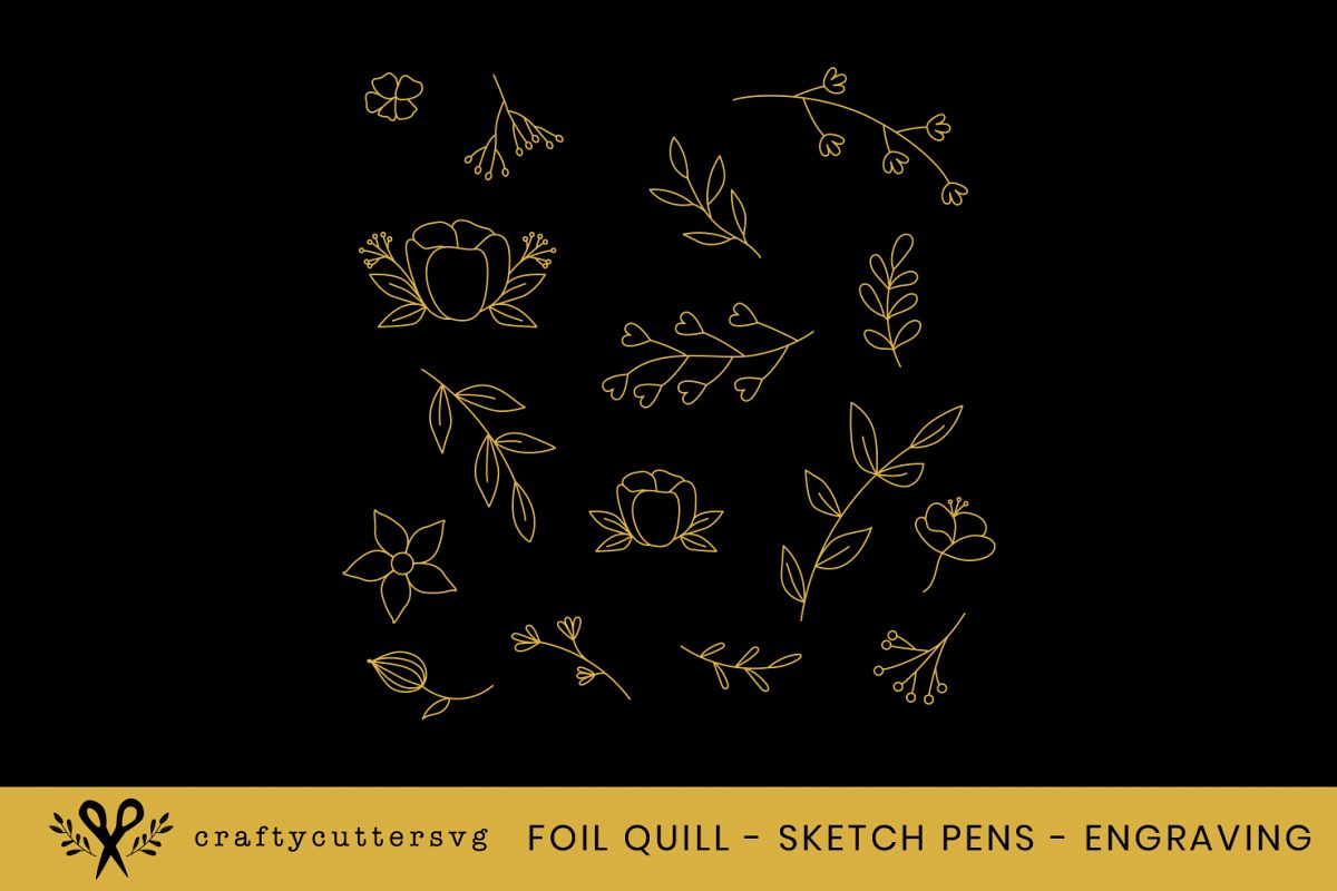 Download Foil Quill Botanicals Only Sketch Pens Engraving Flower Svg