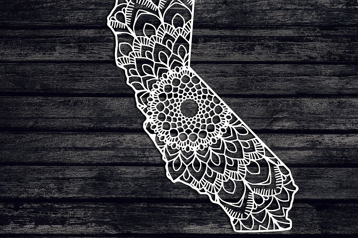 California Mandala Svg, California Svg, CA Svg, State Svg example image 1