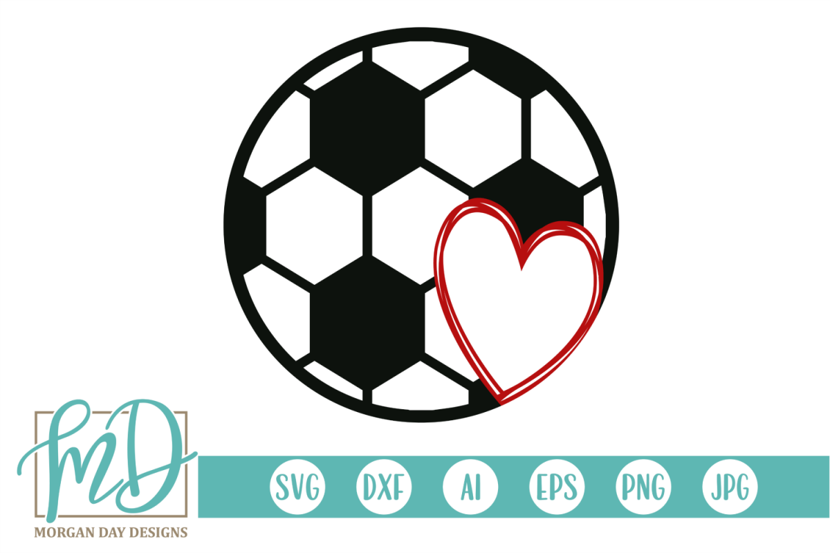 Soccer with Heart SVG, DXF, AI, EPS, PNG, JPEG example image 1