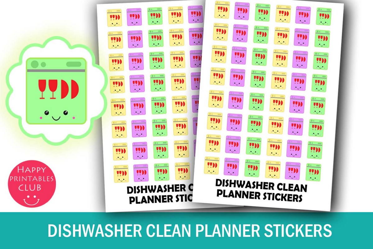 Dishwasher Clean Planner Stickers-Kitchen Plannner Stickers example image 1