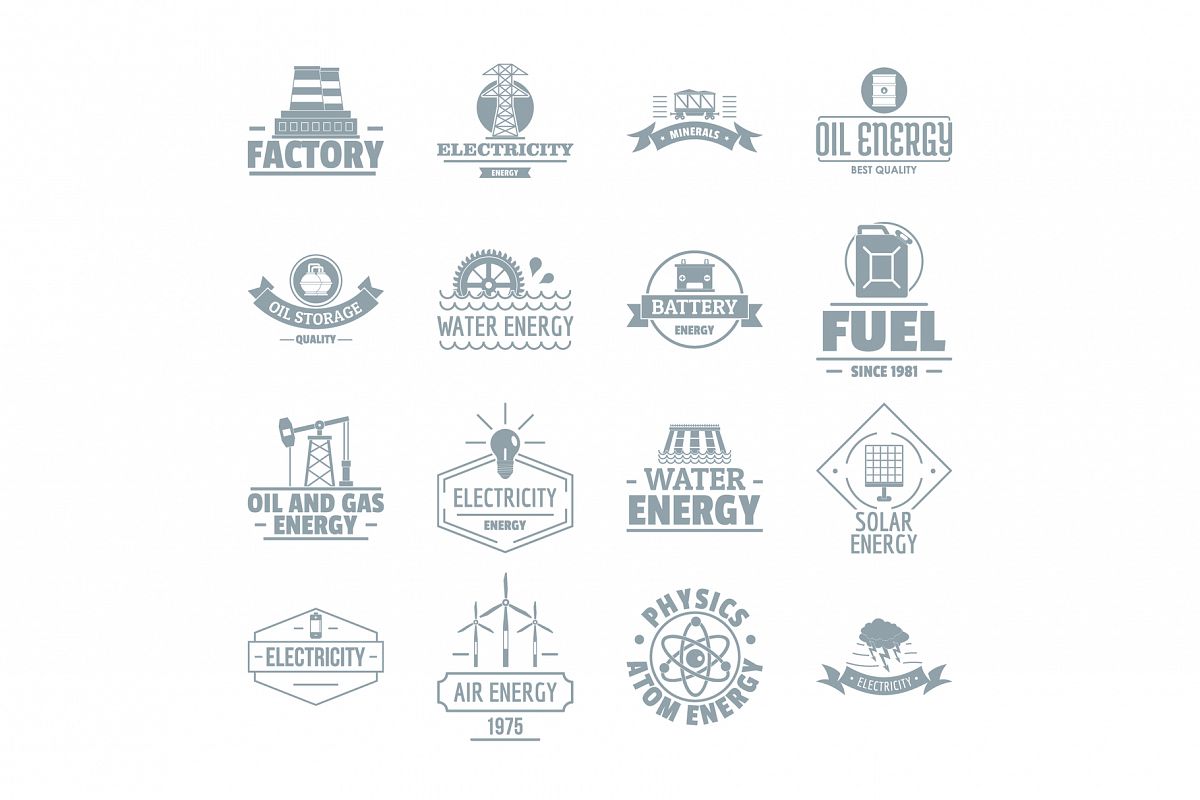 Energy sources logo icons set, simple style example image 1