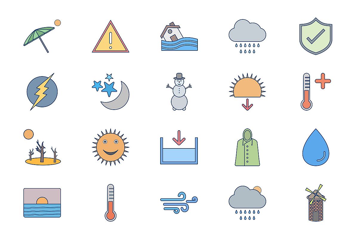 Set Of Weather And Season Icons example image 1