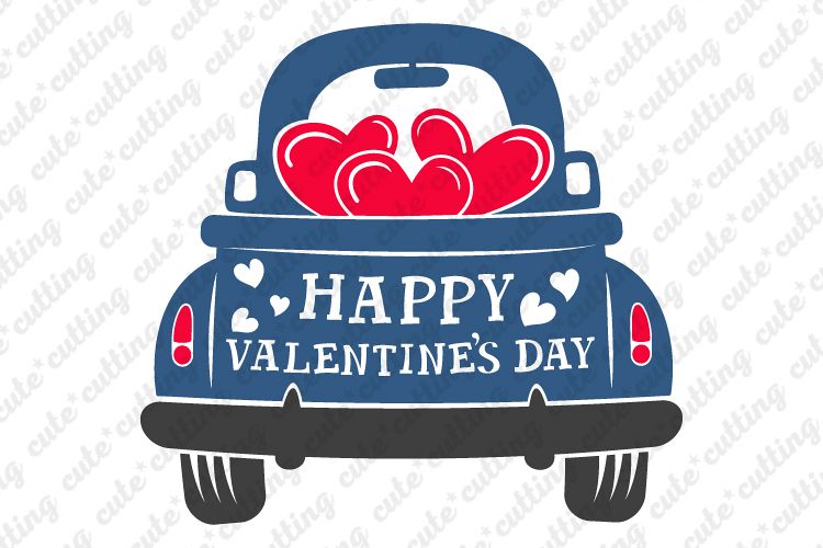 Valentines truck svg, truck with hearts svg, dxf, pdf, jpeg