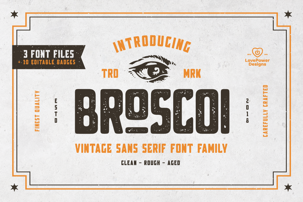 Broscoi - Vintage Font Family - Free font demo link included example image 1