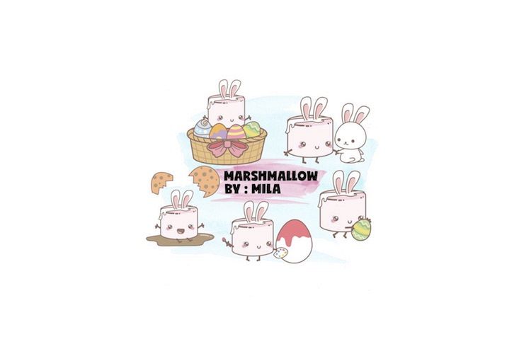 KAWAII MASRHMALLOW EASTER CLIPART BUNDLE PNG example image 1