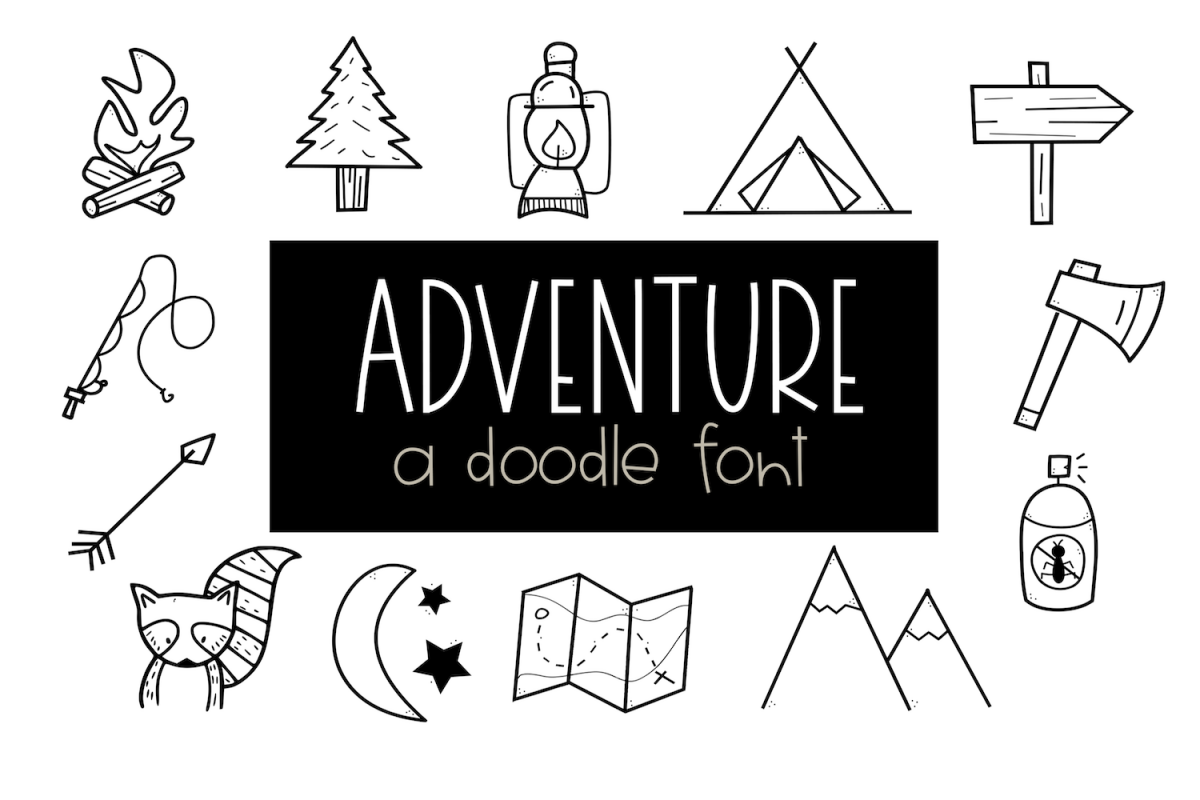 Adventure - A Camping & Outdoors Doodles Font example image 1