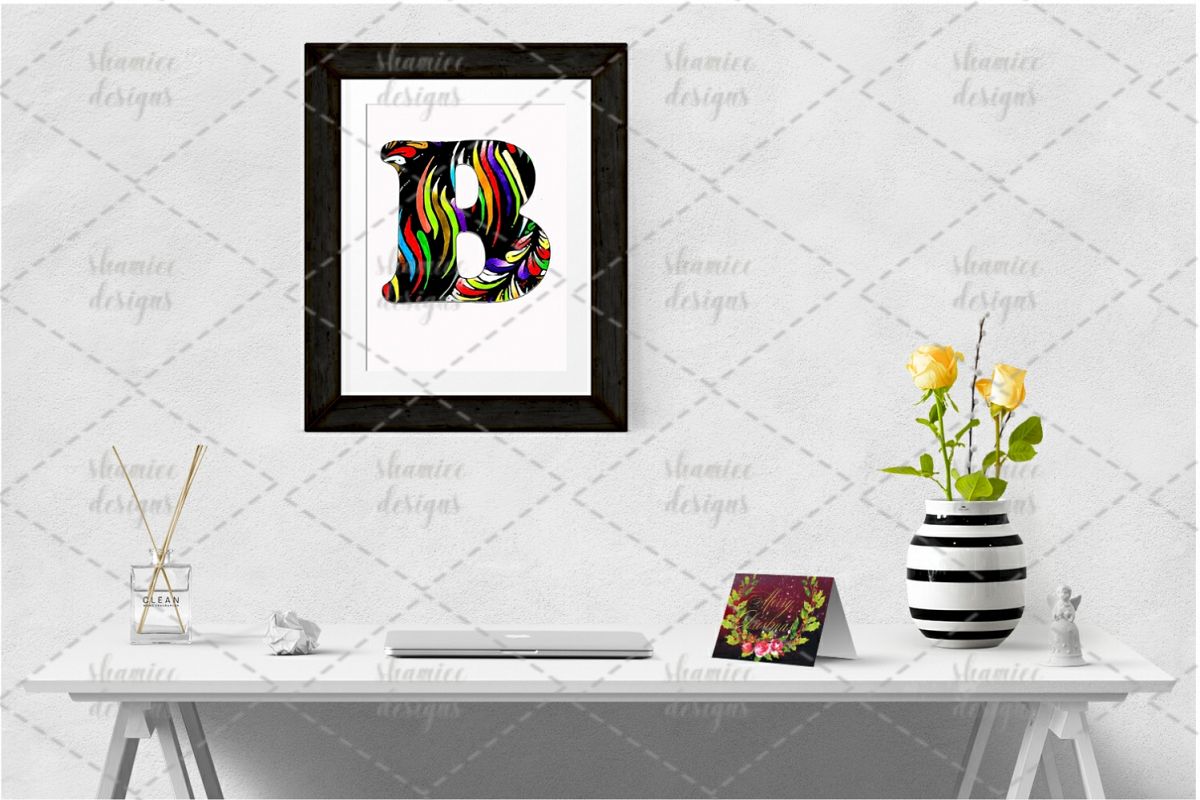 Floral striped coloring letters example image 1