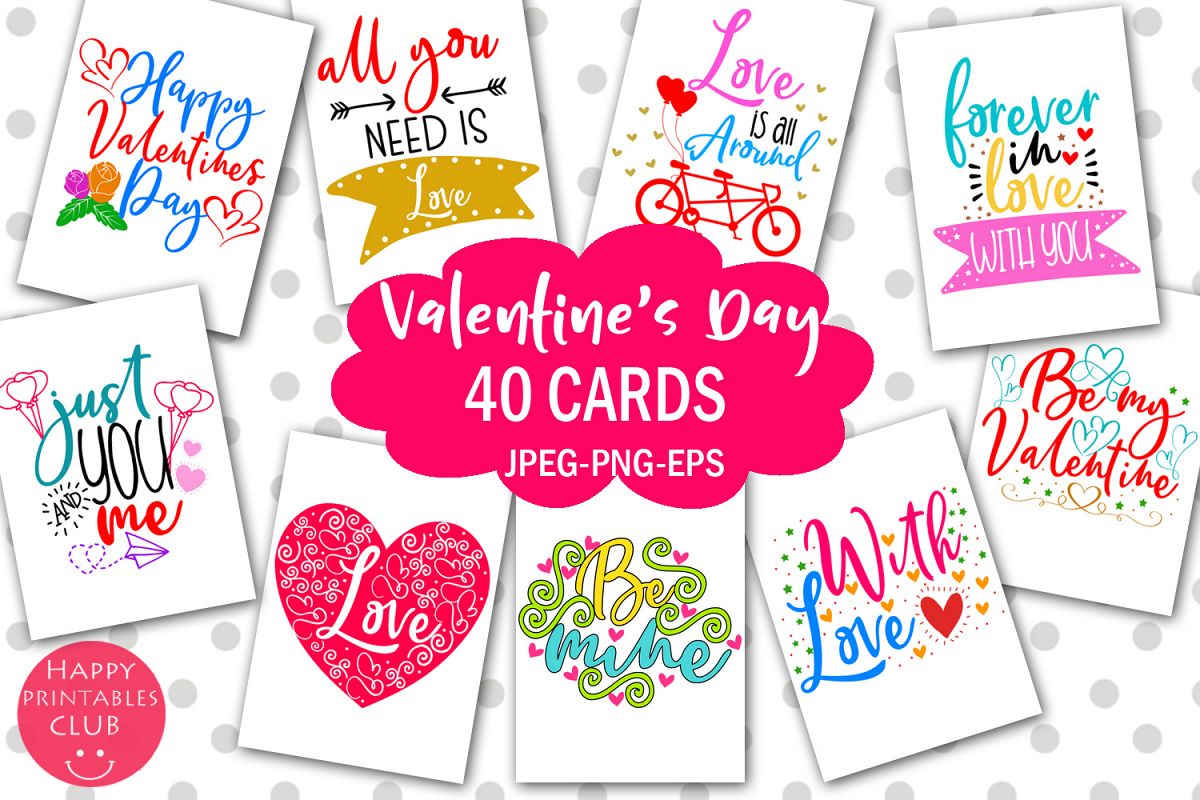 Cute Valentine's Day Cards- Printable Valentines Day Cards example image 1
