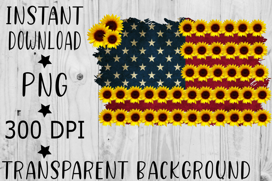 Sunflower American Flag PNG example image 1