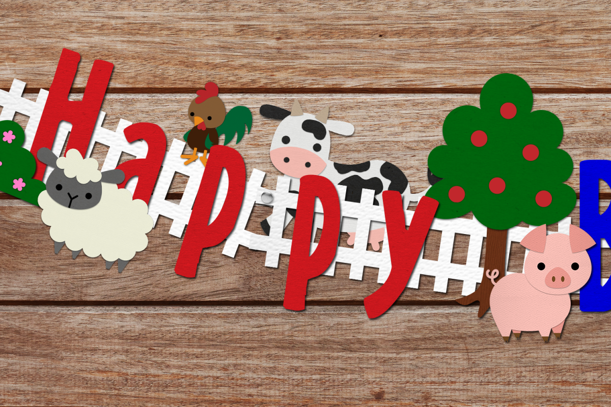 Farm Animal Party Banner SVG Design Bundle (151700) | Cut Files