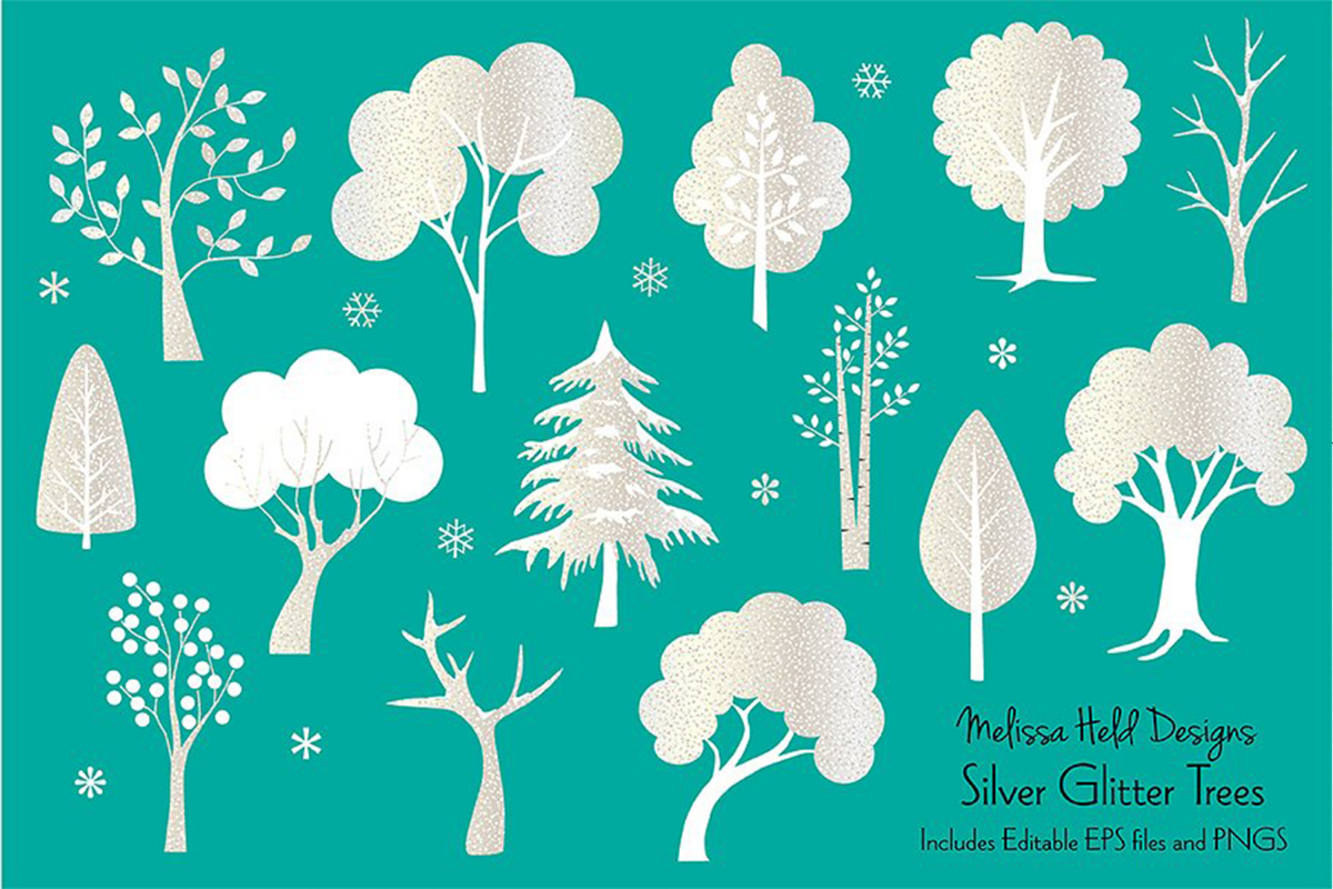 Silver Glitter Trees example image 1