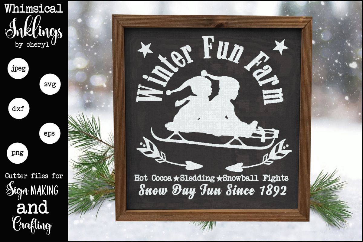 Winter Fun Farm Sign SVG example image 1