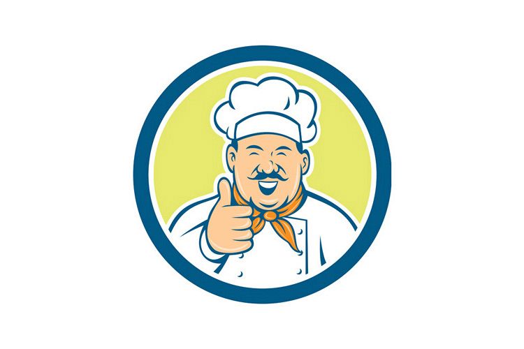Chef Cook Happy Thumbs Up Circle Retro example image 1