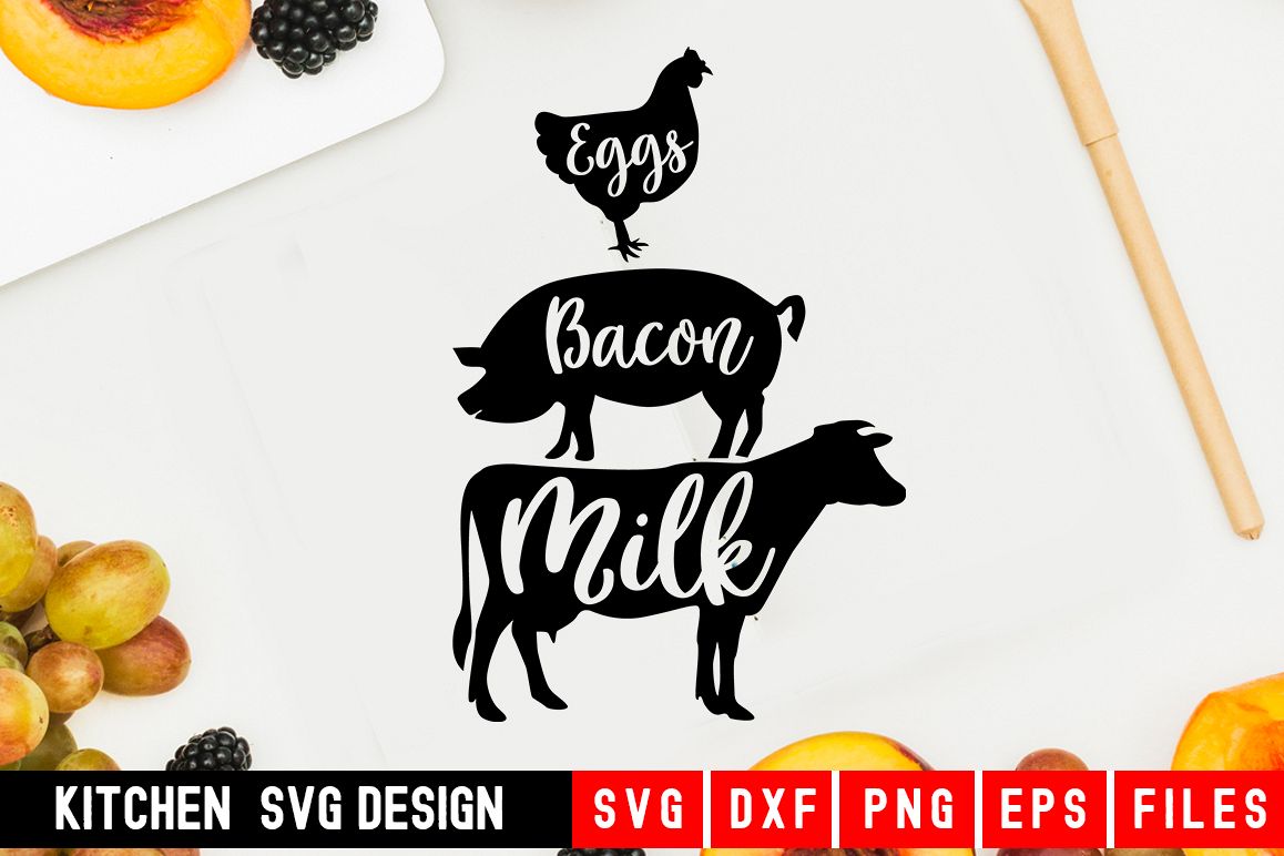 Eggs bacon milk Svg|kitchen svg|kitchen towel svg example image 1