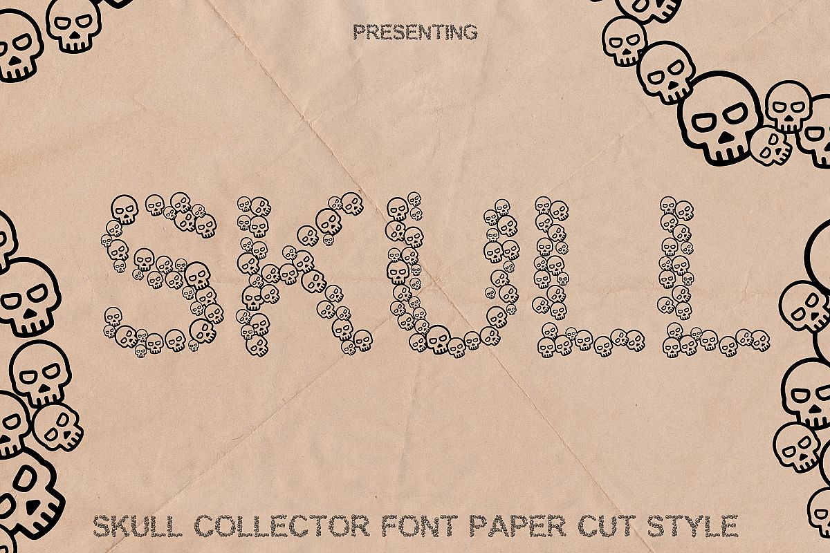 Skulls Font - Fun Craft Font Paper Cut Style example image 1