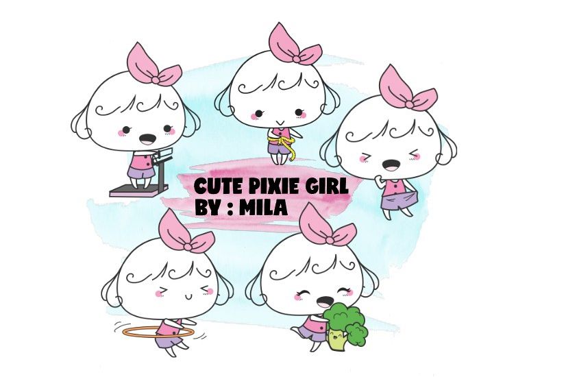 KAWAII GIRL CLIPART BUNDLE PNG example image 1
