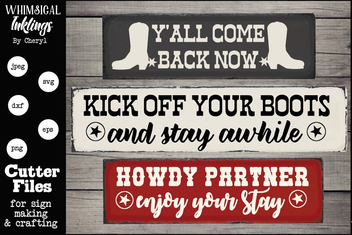 Kick Off Your Boots Western SVG Sign Trio example image 1