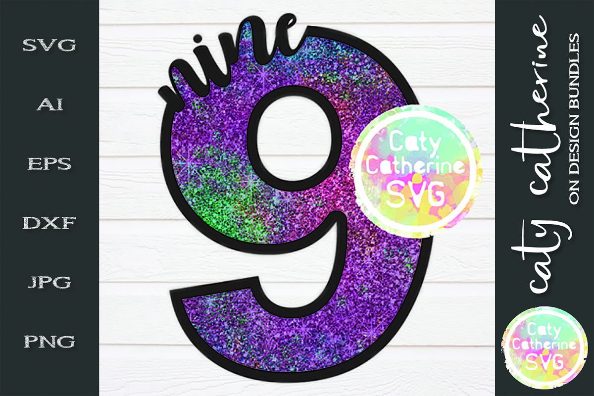 9 Nine Years Old Birthday SVG Cut File example image 1