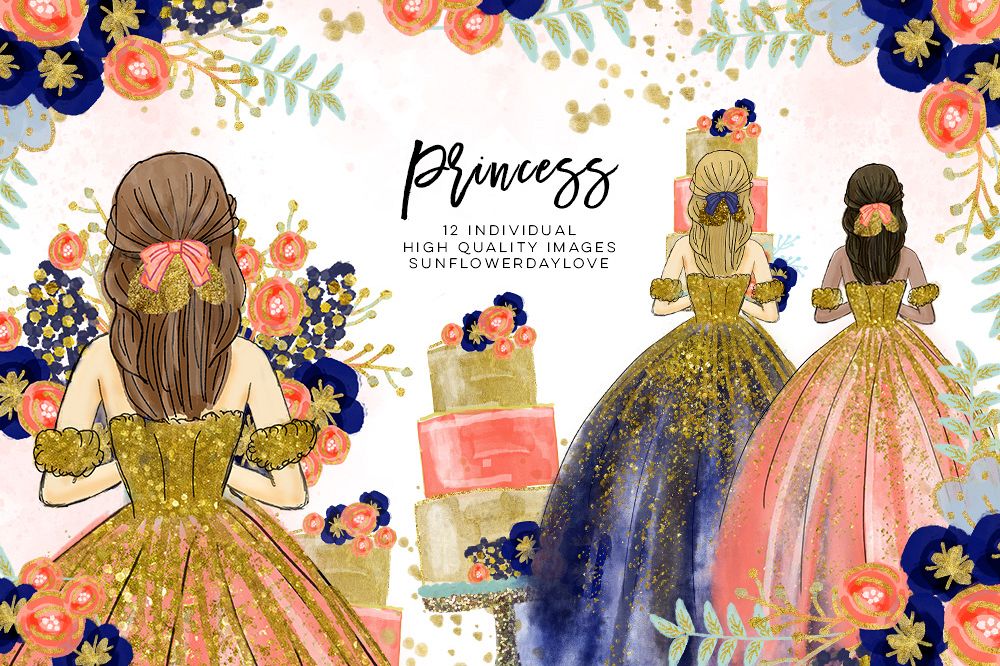 Princess Clipart, New Year Party Clip Art example image 1
